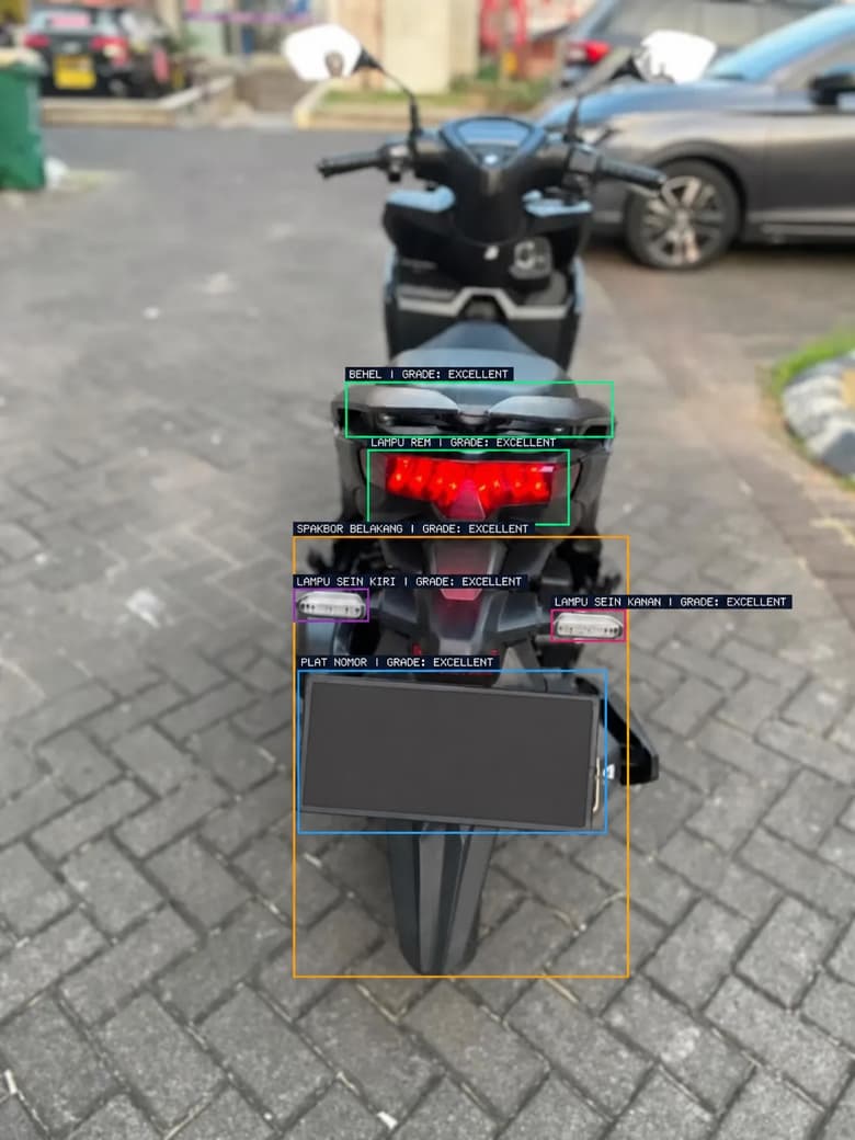Rear view of the Honda Vario with AI annotations