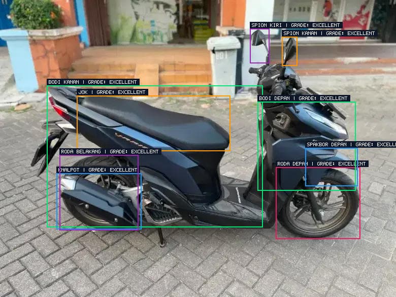 Right view of the Honda Vario with AI annotations